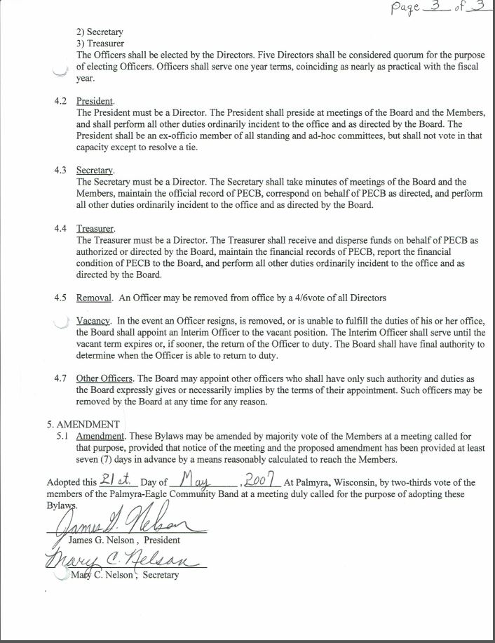 Third Page of Original Bylaws